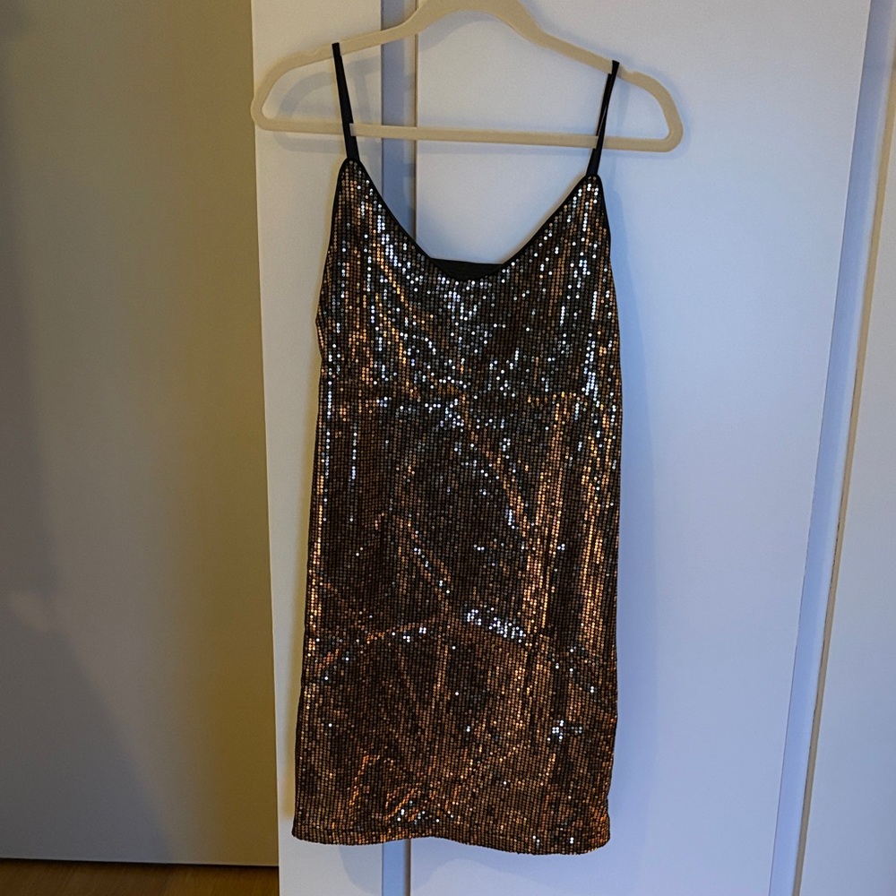 Allegra K Sequin Gold & Black Dress